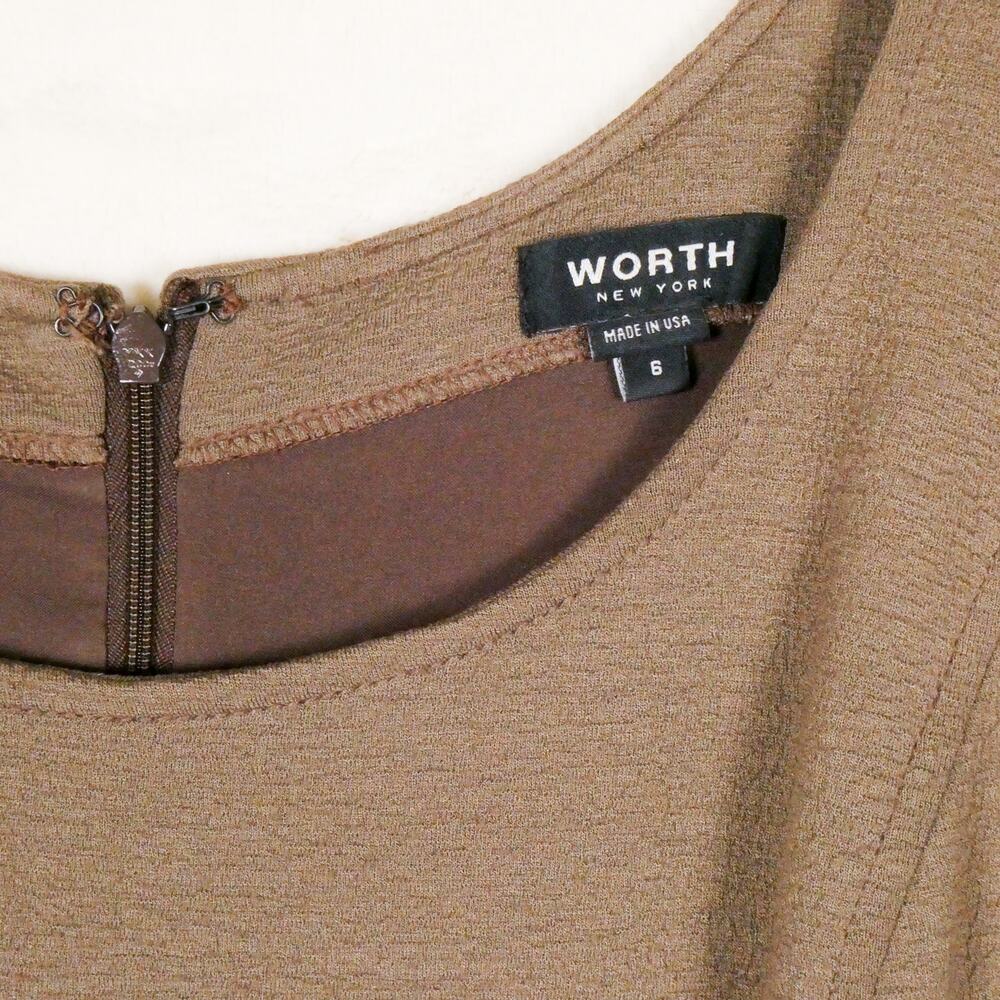 Worth New York Brown Bodycon Sheath Dress Size 6 Grunge Neutral Boho LBD - Picture 3 of 10